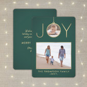 2写真ジョイのクリスマスオーナメント濃い緑と金ゴールド シーズンカード