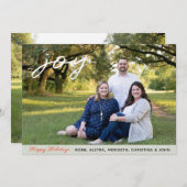 2写真ジョイハッピーホリデーズスクリプトファミリークリスマス シーズンカード (正面/裏面)