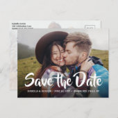2写真スタイリッシュ書道結婚式の日付を保存 案内ポストカード (正面/裏面)