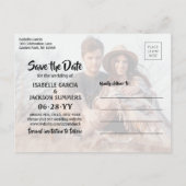 2写真スタイリッシュ書道結婚式の日付を保存 案内ポストカード (裏面)