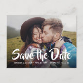 2写真スタイリッシュ書道結婚式の日付を保存 案内ポストカード (正面)