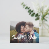 2写真スタイリッシュ書道結婚式の日付を保存 案内ポストカード (スタンド正面)