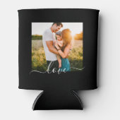 2写真テンプレートラブ文字両面ブラック 缶クーラー (正面)