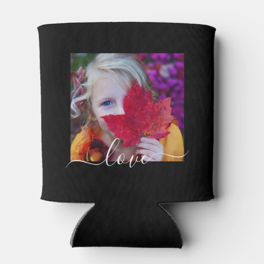 2写真テンプレートラブ文字両面ブラック 缶クーラー (裏面)