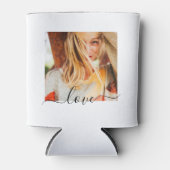 2写真テンプレートラブ文字両面ホワイト 缶クーラー (正面)