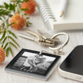 2写真テンプレート両面ラブ文字ブラックキー キーホルダー (正面右)