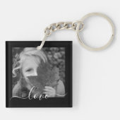 2写真テンプレート両面ラブ文字ブラックキー キーホルダー (裏面)