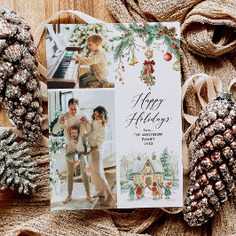 2写真ハッピーホリデーズキュートカロラーズウィンターシーン シーズンカード