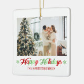 2写真ハッピーホリデーズファミリークリスマスカラー セラミックオーナメント (左)