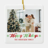 2写真ハッピーホリデーズファミリークリスマスカラー セラミックオーナメント (正面)