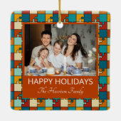 2写真ハッピーホリデーズファミリーヴィンテージパズル セラミックオーナメント (裏面)