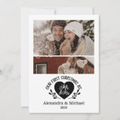 2写真ハート初めてのクリスマスMr & Mrs. シーズンカード (正面)