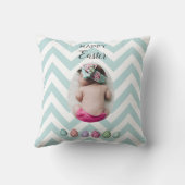 2写真パーソナライズされたイースターエッグブルーパステル クッション (裏面)