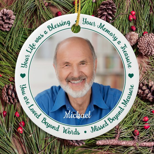 2写真パーソナライズされたクリスマス記念碑 セラミックオーナメント