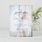 2写真パーソナライズされたシック書道の卒業 招待状 (スタンド正面)