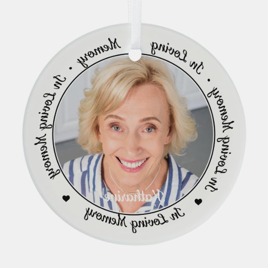 2写真パーソナライズされた愛する記憶の記念碑 ガラスオーナメント (裏面)