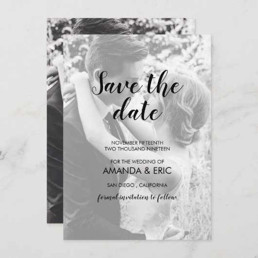 2写真パーソナライズされた結婚式の日付カードを保存 招待状 (正面/裏面)