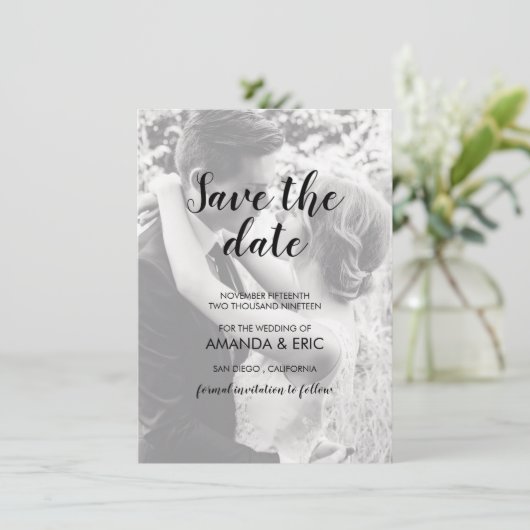 2写真パーソナライズされた結婚式の日付カードを保存 招待状 (スタンド正面)