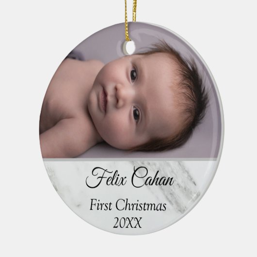 2写真パーソナライズされたBabys私の初めてのクリスマス2023 セラミックオーナメント (左)
