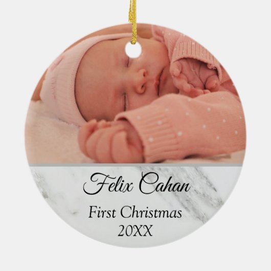 2写真パーソナライズされたBabys私の初めてのクリスマス2023 セラミックオーナメント (裏面)