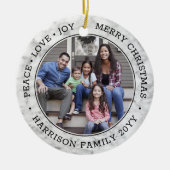 2写真ピースラブジョーメリークリスマスマーブルフェイクビー セラミックオーナメント (正面)