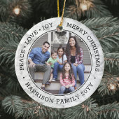 2写真ピースラブジョーメリークリスマスマーブルフェイクビー セラミックオーナメント