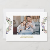 2写真フローラベビー金ゴールドありがとう誕生 案内状 (裏面)