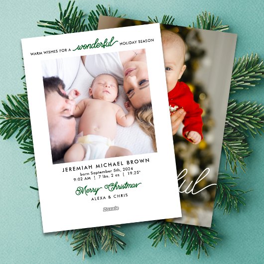 2写真ベビー発表素晴らしい人生のクリスマス シーズンカード
