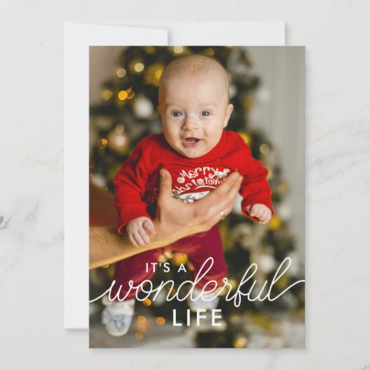 2写真ベビー発表素晴らしい人生のクリスマス シーズンカード (正面)