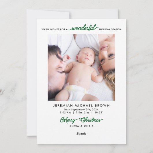 2写真ベビー発表素晴らしい人生のクリスマス シーズンカード (裏面)
