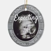2写真ベビー超音波新親グレイフェイクウッド セラミックオーナメント (左)