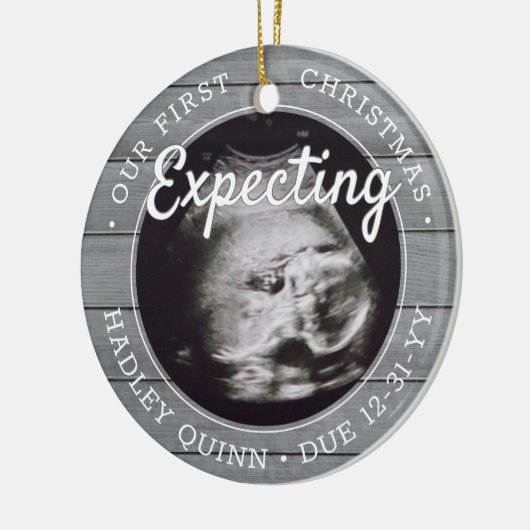 2写真ベビー超音波新親グレイフェイクウッド セラミックオーナメント (左)