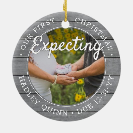 2写真ベビー超音波新親グレイフェイクウッド セラミックオーナメント (裏面)