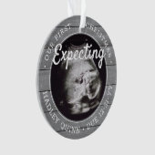 2写真ベビー超音波新親グレーフェイクウッド オーナメント (正面)