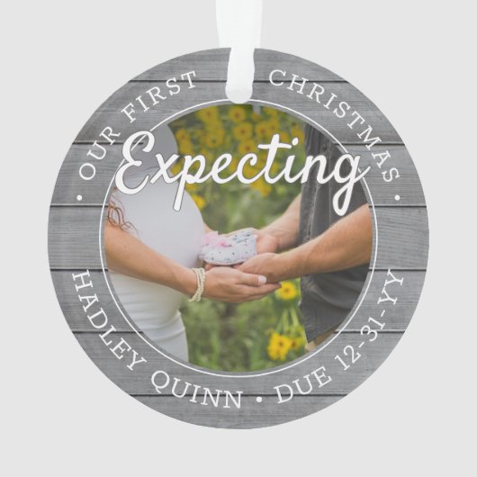 2写真ベビー超音波新親グレーフェイクウッド オーナメント (裏面)