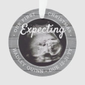 2写真ベビー超音波新親グレーフェイクウッド オーナメント (正面)