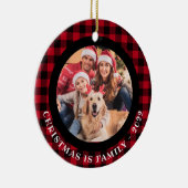 2写真ペットと家族の写真バッファロープレイド セラミックオーナメント (右)