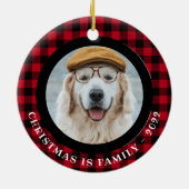 2写真ペットと家族の写真バッファロープレイド セラミックオーナメント (裏面)