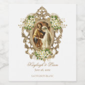 2写真ホワイトカトリックフローラ結婚ズ ワインラベル (シングルラベル)