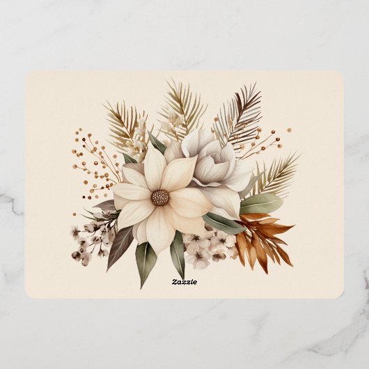 2写真ボホ金ゴールドフローラクリスマス 箔シーズンカード (裏面)