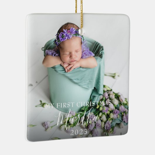 2写真マイ初めてのクリスマスベビースクリプト名 セラミックオーナメント (右)
