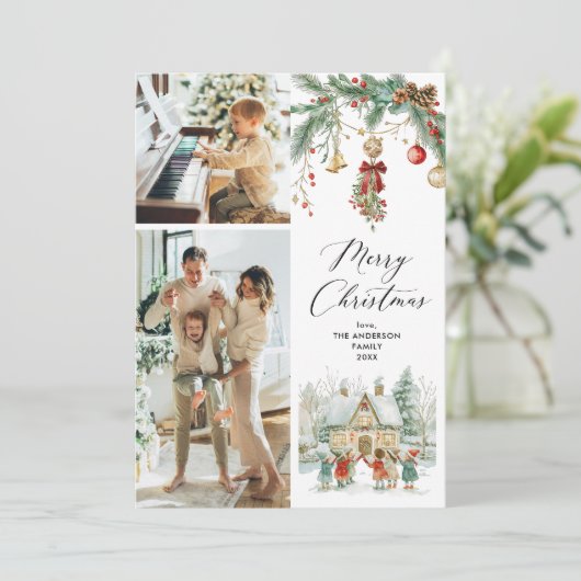 2写真メリークリスマスキュートなカロラーズウィンターシーン シーズンカード (スタンド正面)