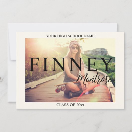 2写真モダンの卒業発表 招待状 (正面)