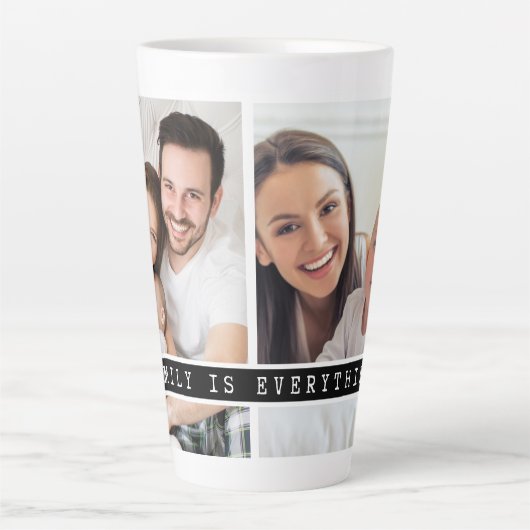 2写真モダンコラージュ家族は全引用文 カフェラテマグ (正面)