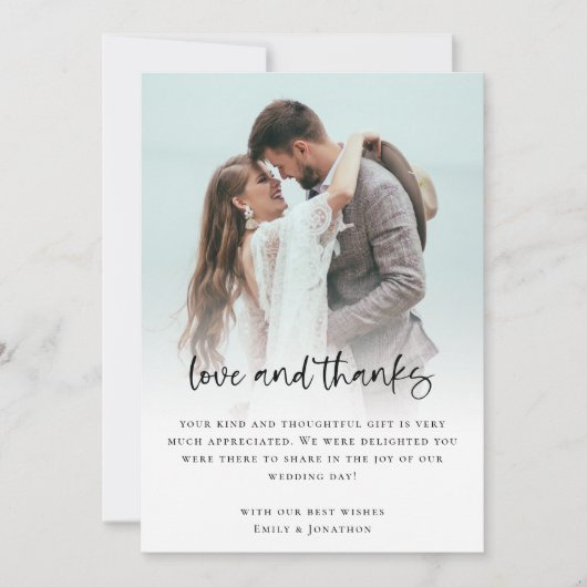 2写真モダンスクリプはっきりしたトQRコード愛感謝してい カード (正面)