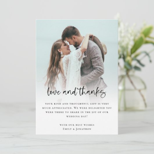 2写真モダンスクリプはっきりしたトQRコード愛感謝してい カード (スタンド正面)