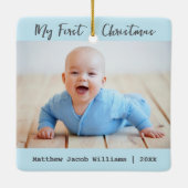 2写真モダンベビーの初めてのクリスマスKeepsake セラミックオーナメント (裏面)