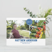 2写真モダン卒業招待状 – 青 招待状 (スタンド正面)