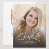 2写真モダン卒業2022年卒業パーティー 招待状 (正面/裏面)