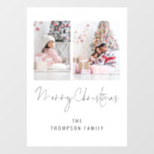 2写真モダン名スクリプトメリークリスマス ウィンドウサイン (シート)